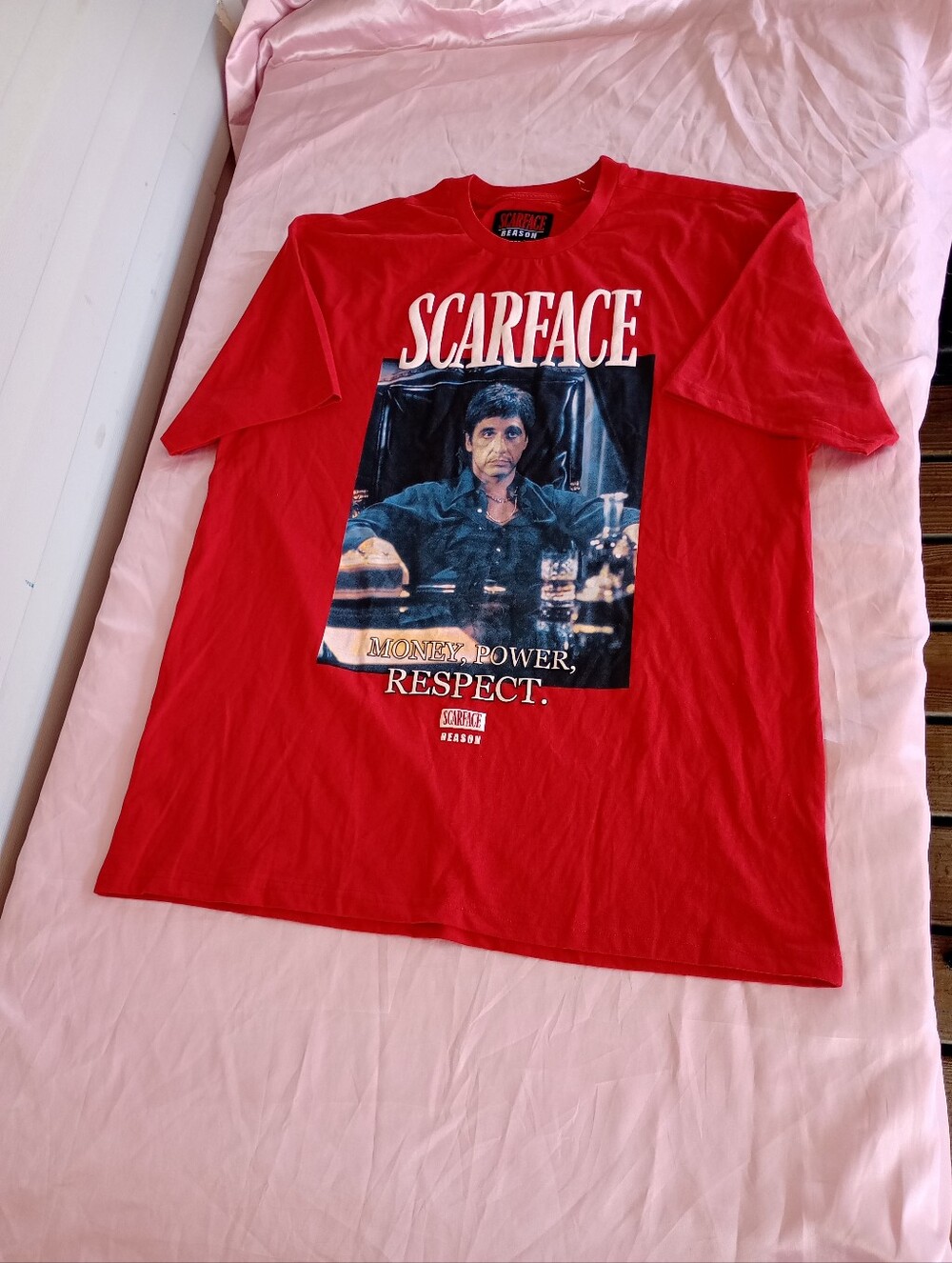 Reason Mens Red Scarface Money Power Respect Short Sleeve T Shirt Size X-Large